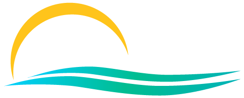 Abstract representation of a sun rising over waves